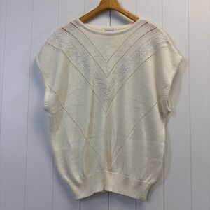 Vintage Prediction Grannycore Sweater Vest Women Size 26/26W Minimalist Cottage